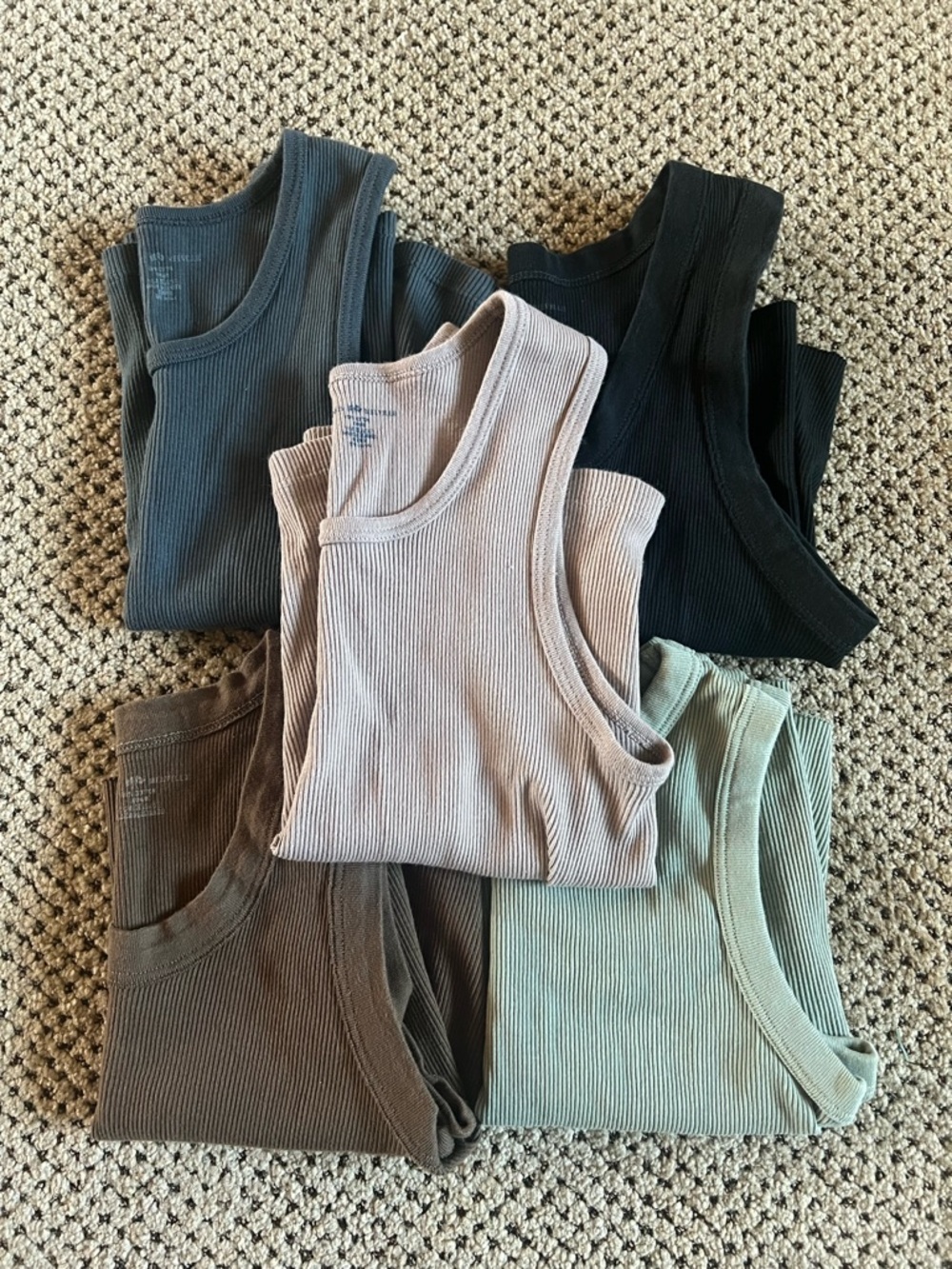 BRANDY MELVILLE Ribbed Cotton Tank Top (set of 5)